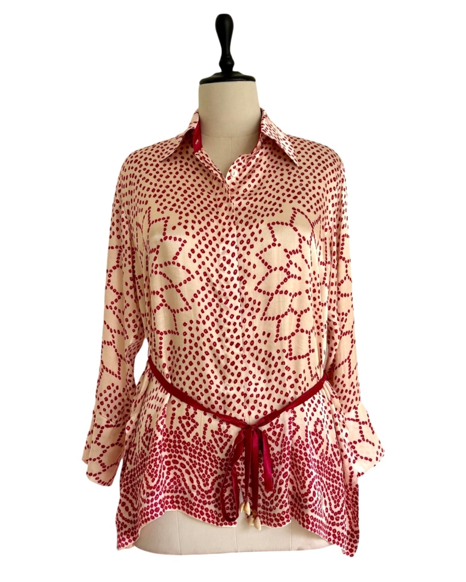 Shirt Bandhej - Ivory/Red - Mayura Kumar