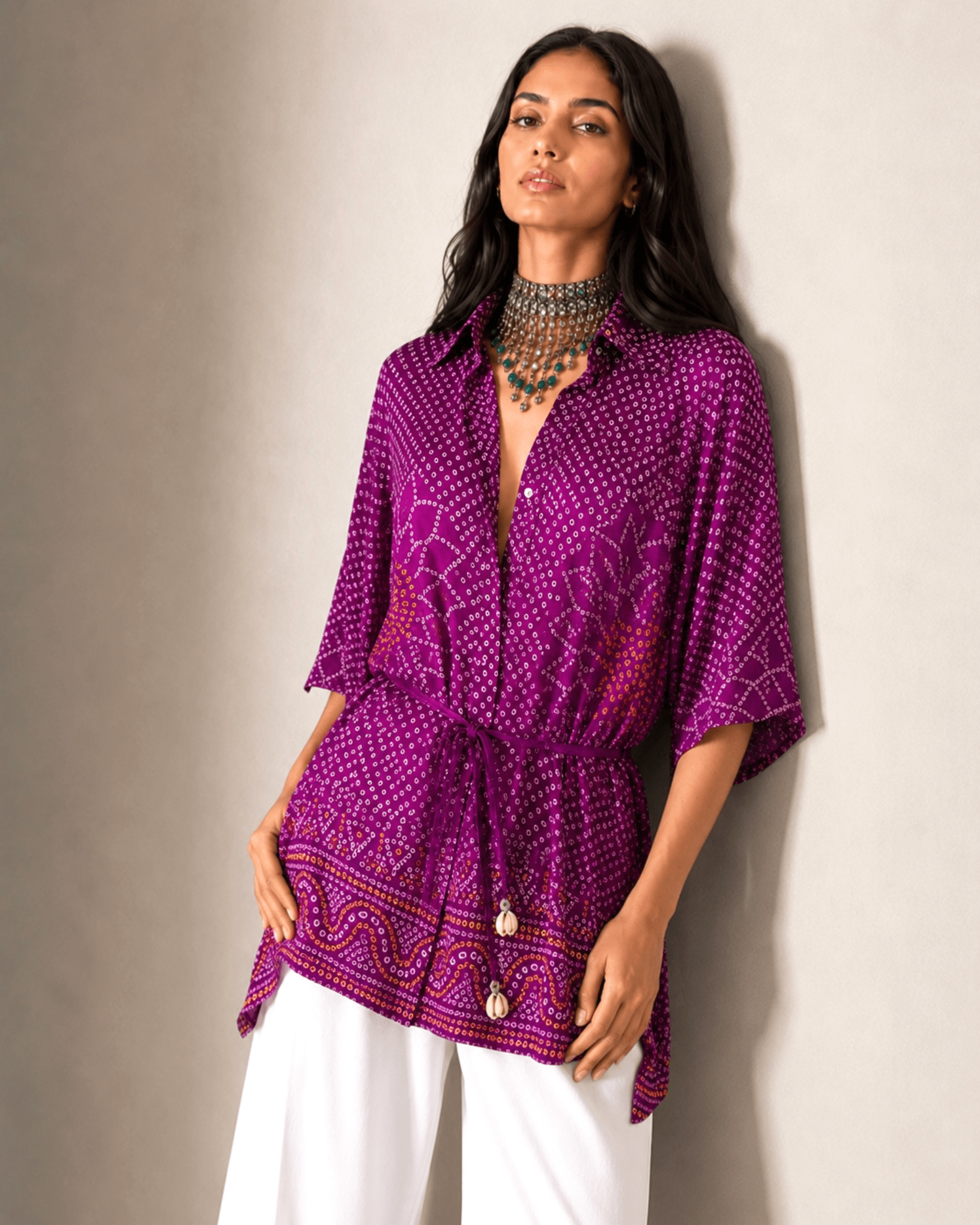 Shirt Kimono Bandhej - Purple - Mayura Kumar