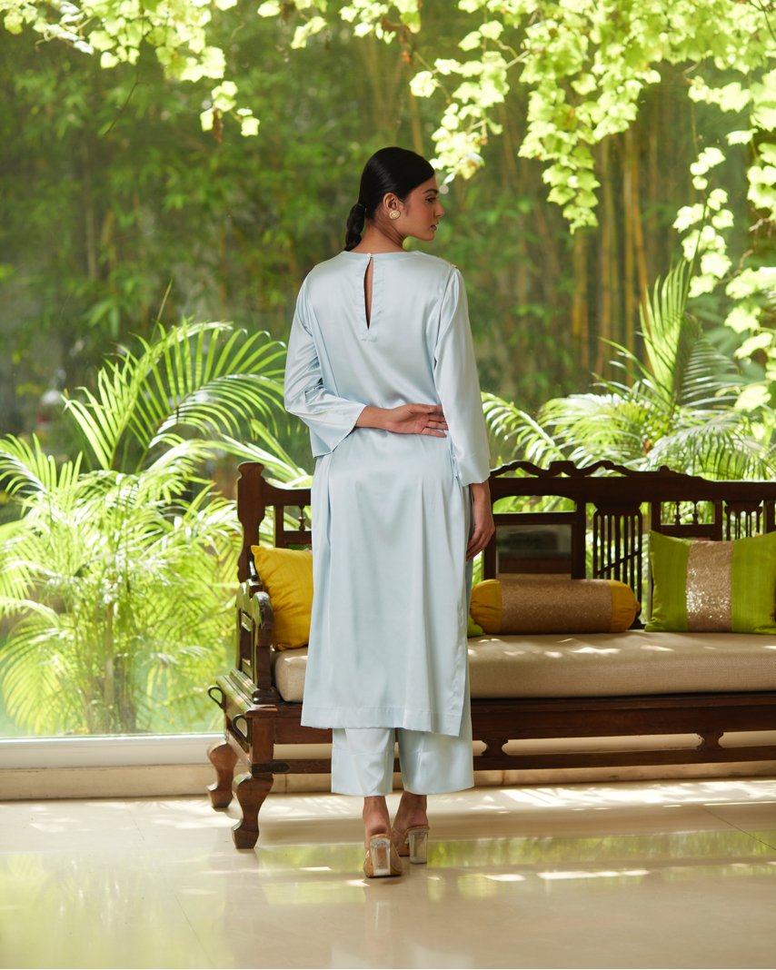 Kurta Set - Powder Blue/Gold - Mayura Kumar