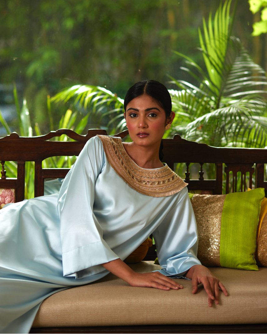 Kurta Set - Powder Blue/Gold - Mayura Kumar