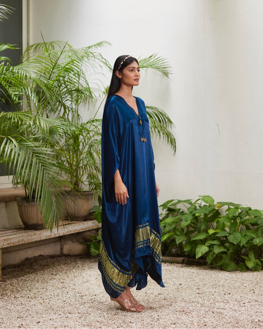 Kaftan - Indigo Blue/Gold - Mayura Kumar