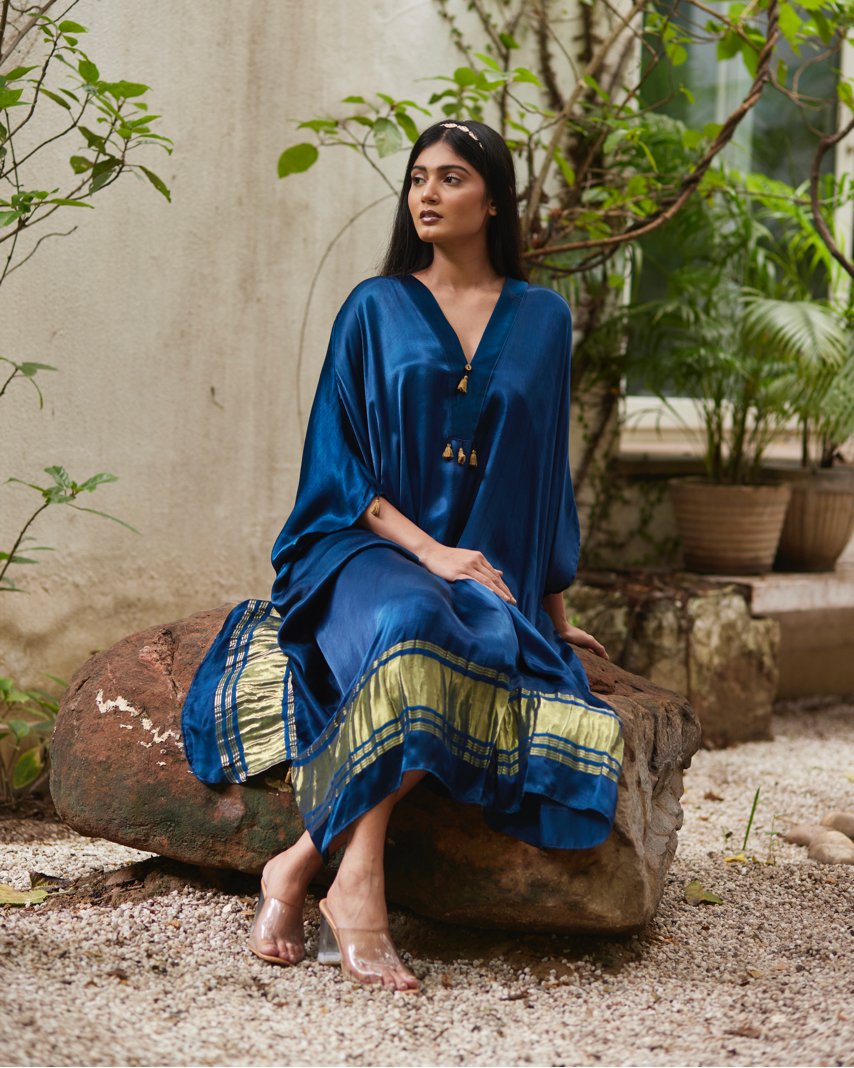 Kaftan - Indigo Blue/Gold - Mayura Kumar
