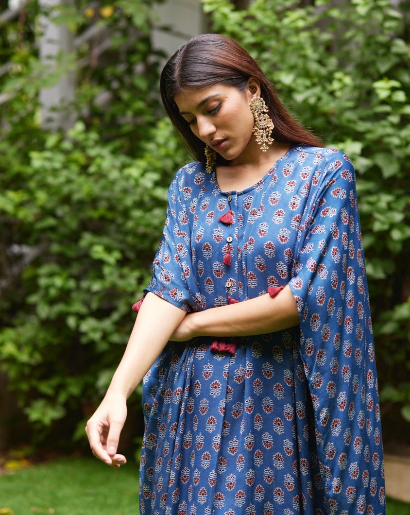 Kaftan - Indigo/Red - Mayura Kumar
