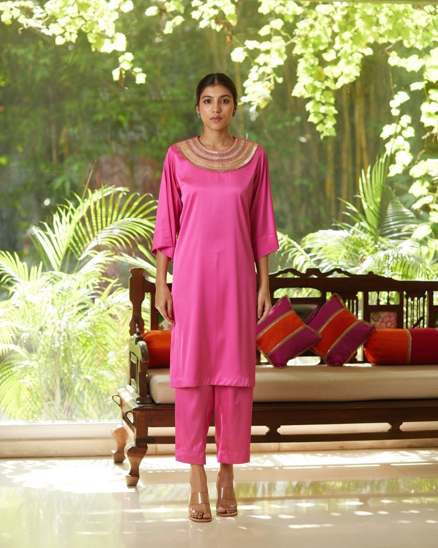 Kurta Set - Hot Pink/Gold - Mayura Kumar