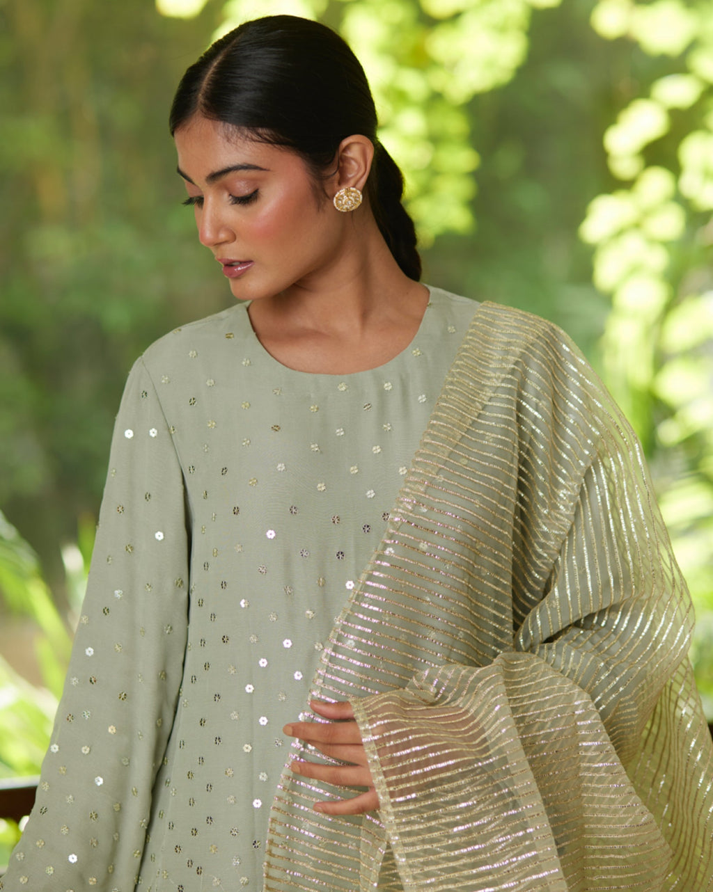 Kurta Set - Mint/Gold/Silver - Mayura Kumar