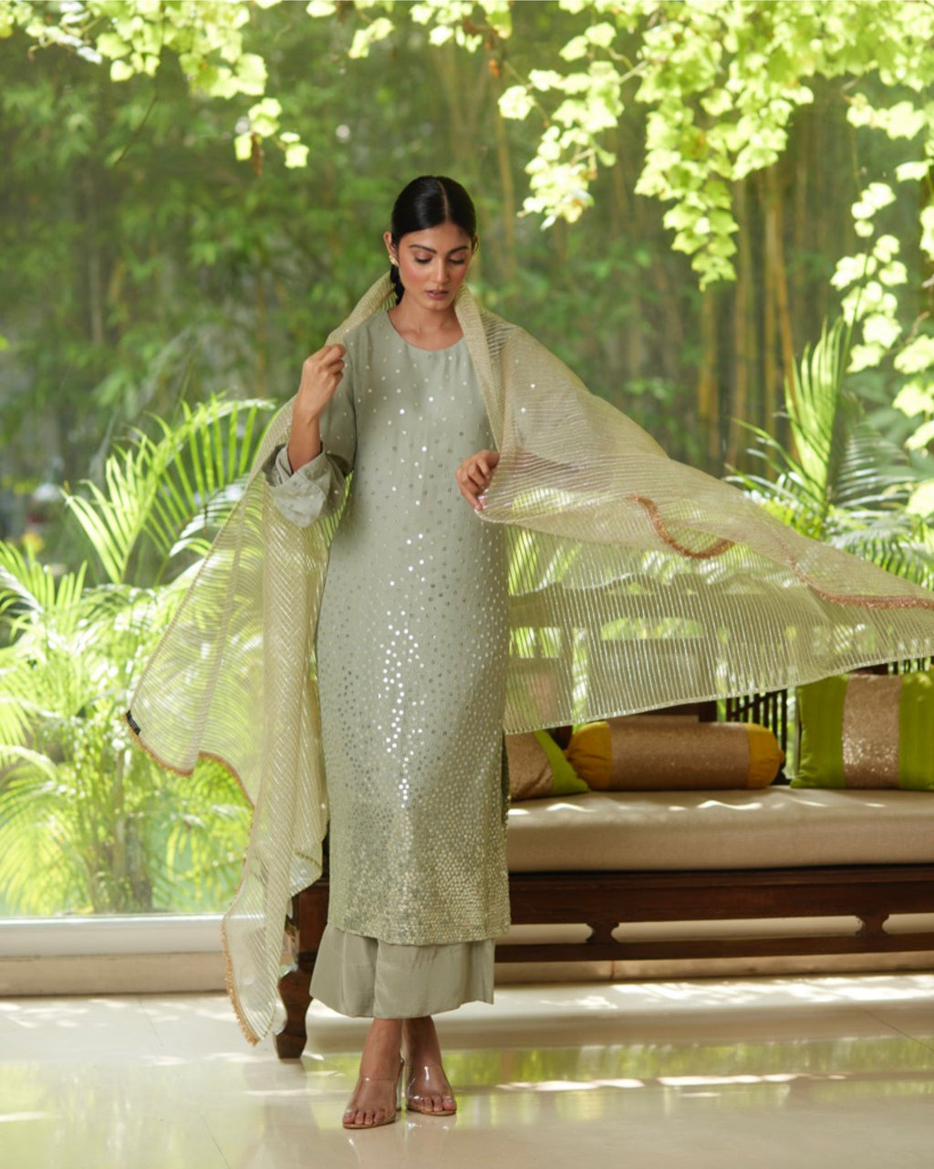 Kurta Set - Mint/Gold/Silver - Mayura Kumar