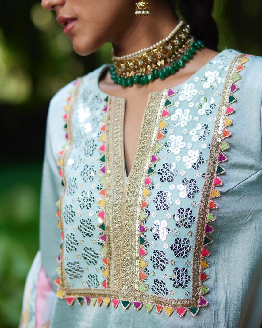 Kurta Set - Mint/Silver/Gold - Mayura Kumar