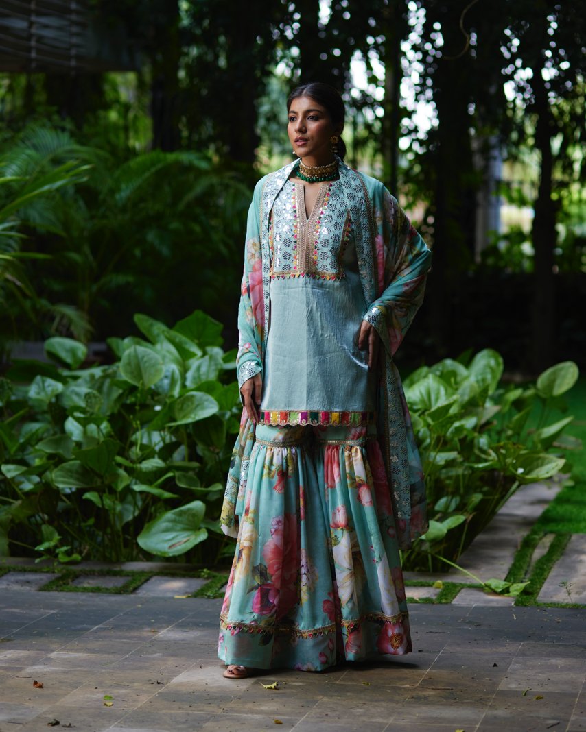 Kurta Set - Mint/Silver/Gold - Mayura Kumar