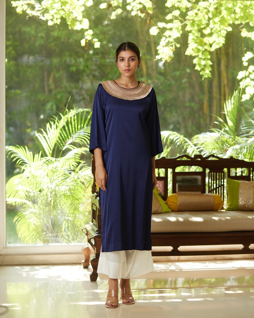 Kurta Set - Navy Blue/White - Mayura Kumar