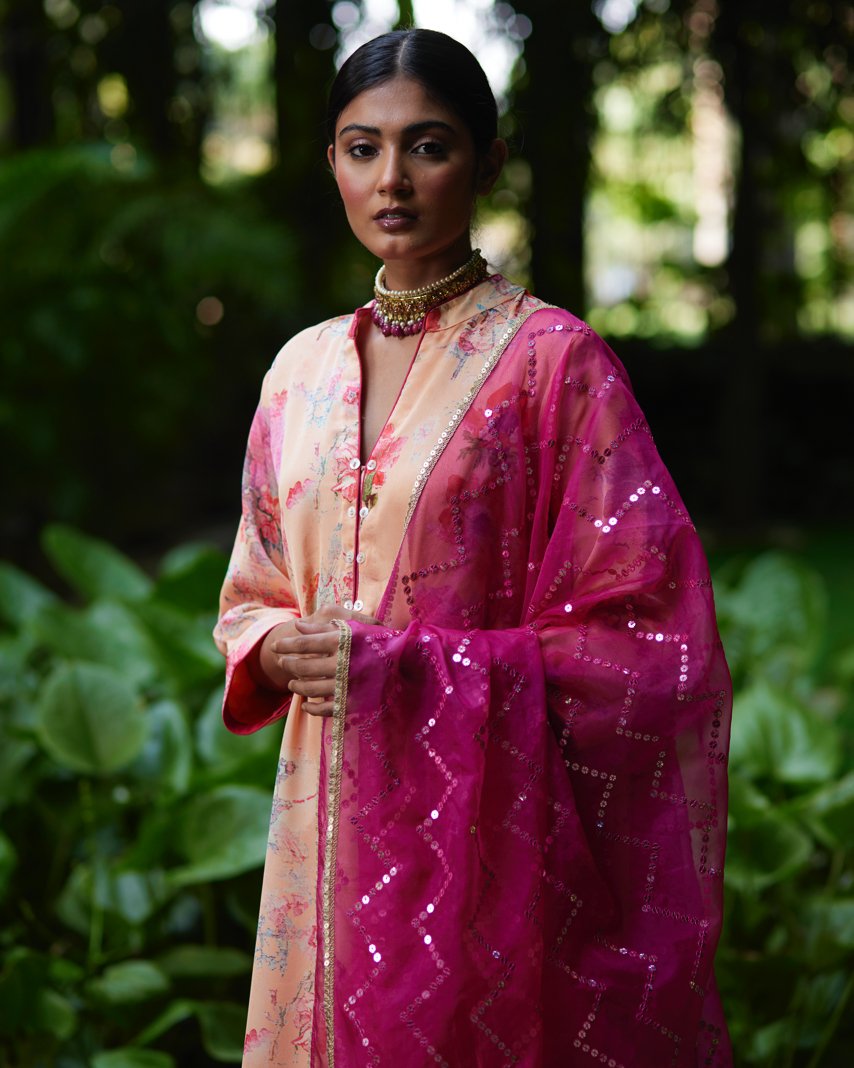 Kurta Set - Peach/Fuchsia - Mayura Kumar