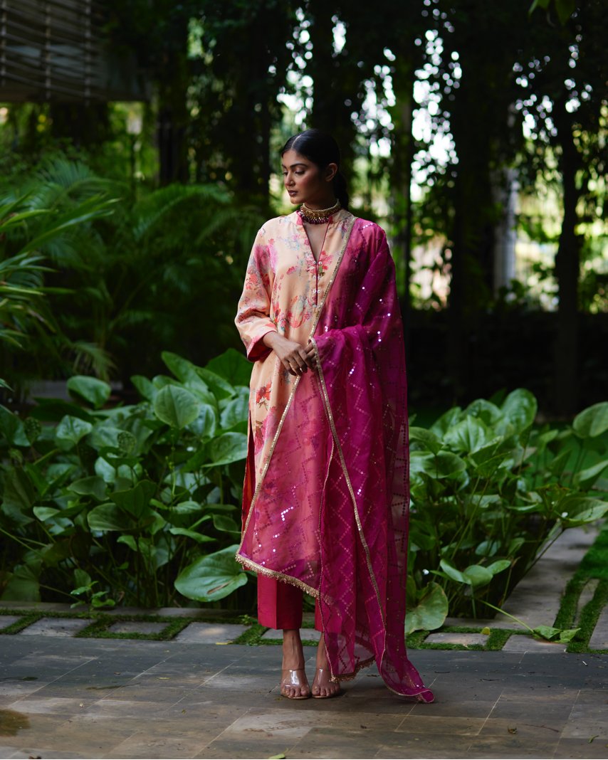Kurta Set - Peach/Fuchsia - Mayura Kumar
