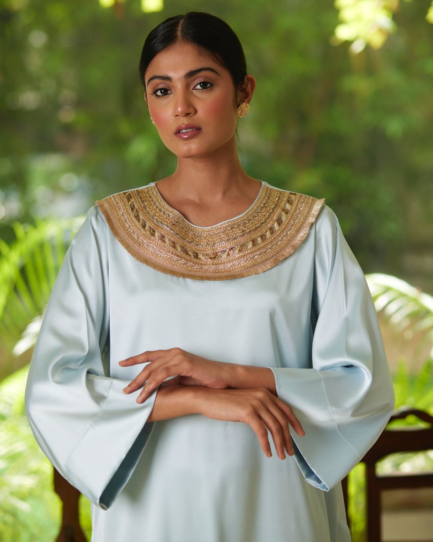 Kurta Set - Powder Blue/Gold - Mayura Kumar