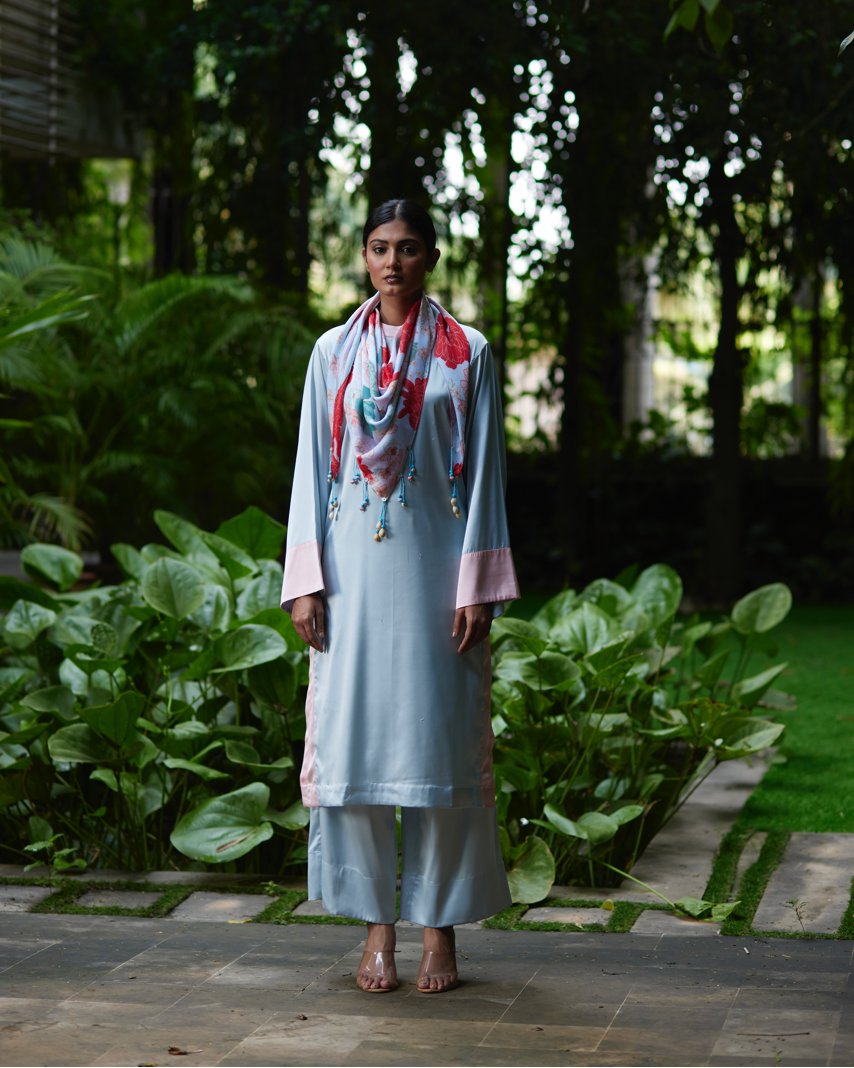 Kurta Set - Sky Blue/Pink - Mayura Kumar