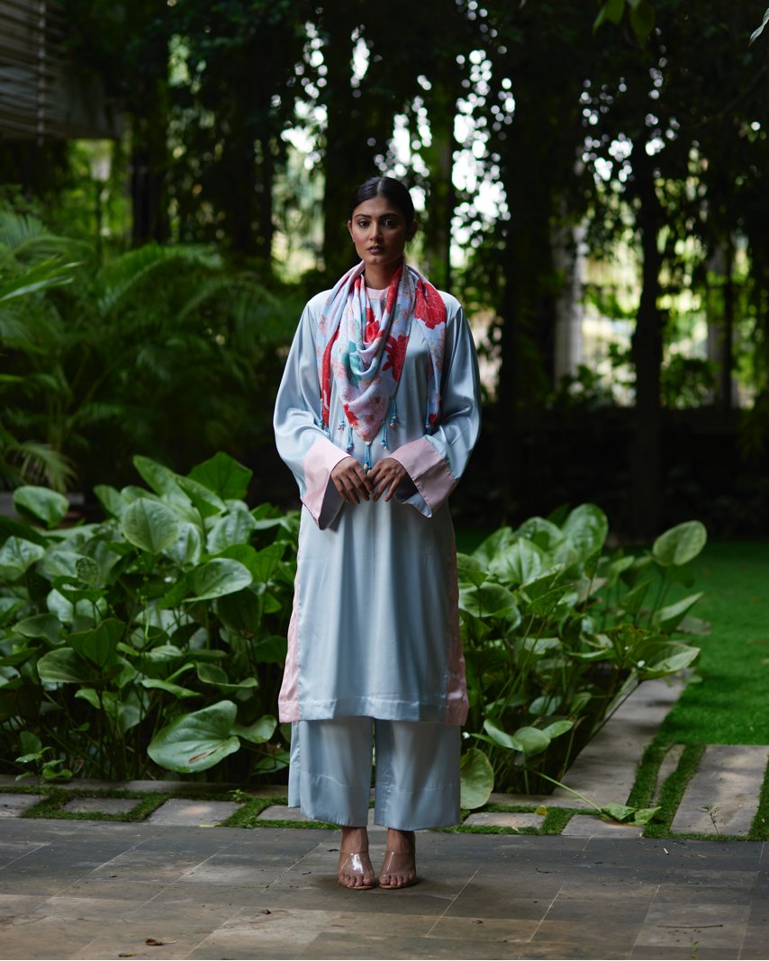 Kurta Set - Sky Blue/Pink - Mayura Kumar