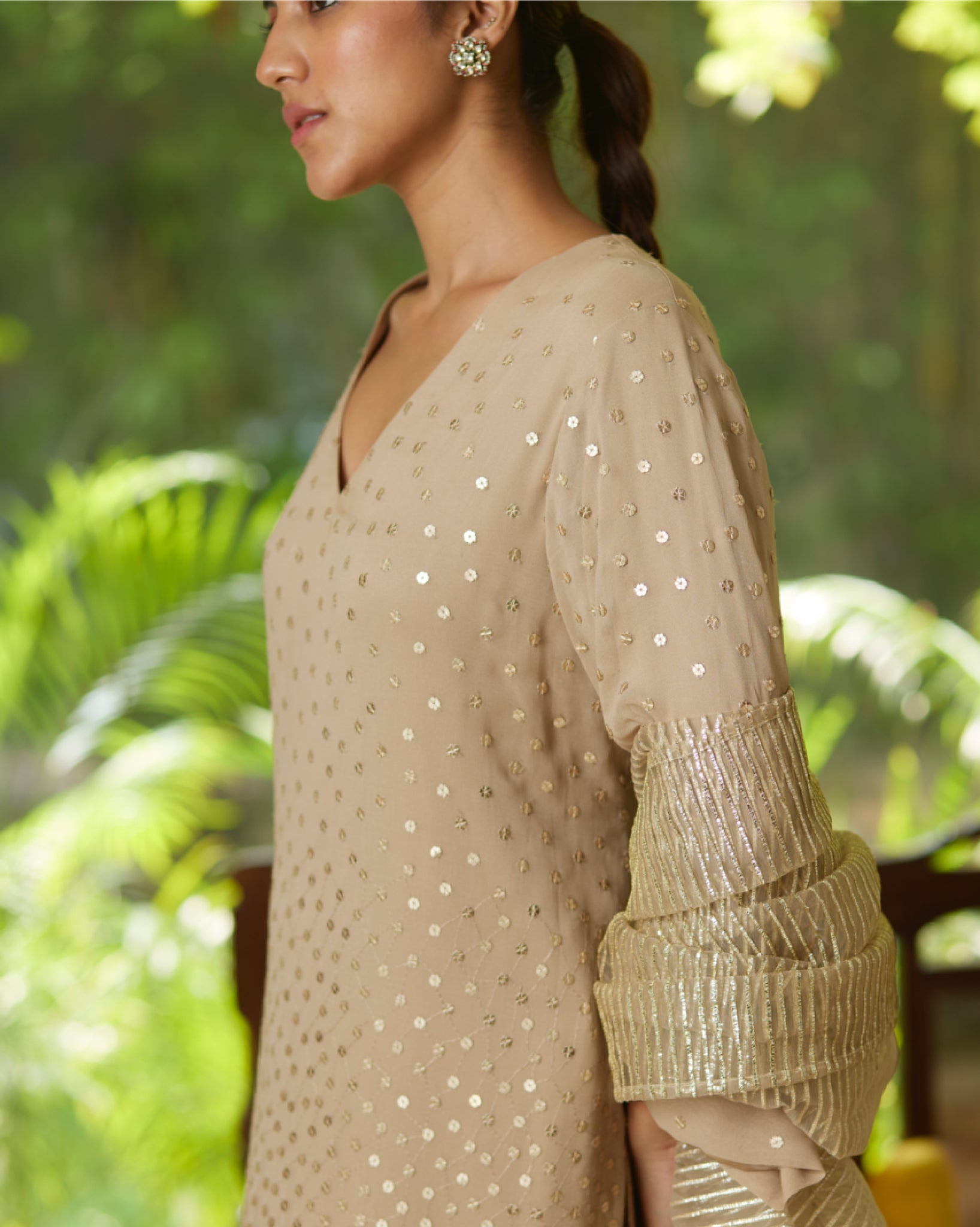 Kurta Set - Taupe/Gold/Silver - Mayura Kumar