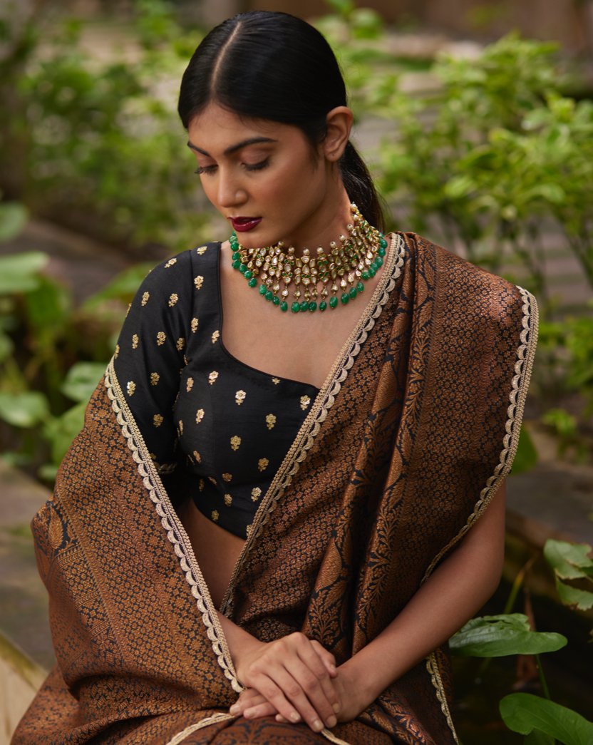 Saree Banarasi - Black/Gold - Mayura Kumar