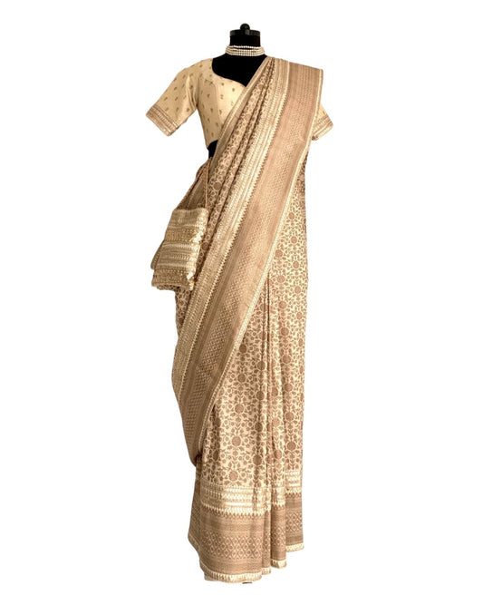 Saree Banarasi - Ivory/Beige - Mayura Kumar