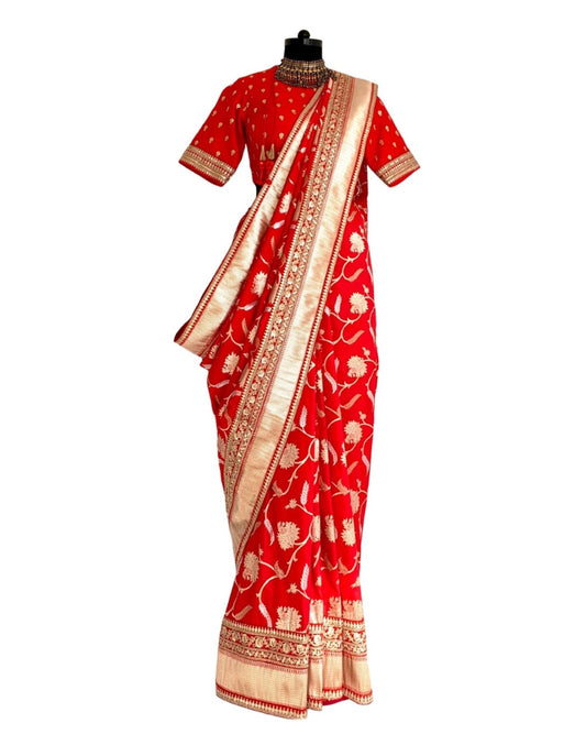 Saree Banarasi - Red/Gold - Mayura Kumar