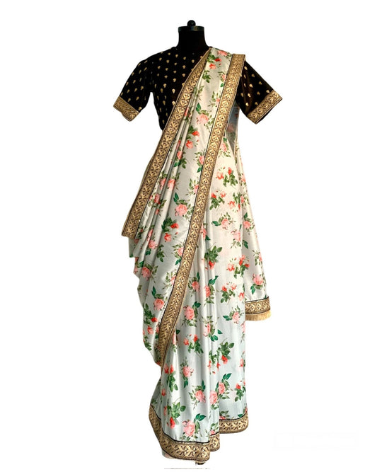 Saree Floral - Mint Green/Black - Mayura Kumar