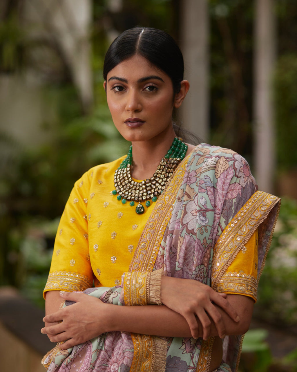 Saree Floral - MintGreen/Yellow - Mayura Kumar