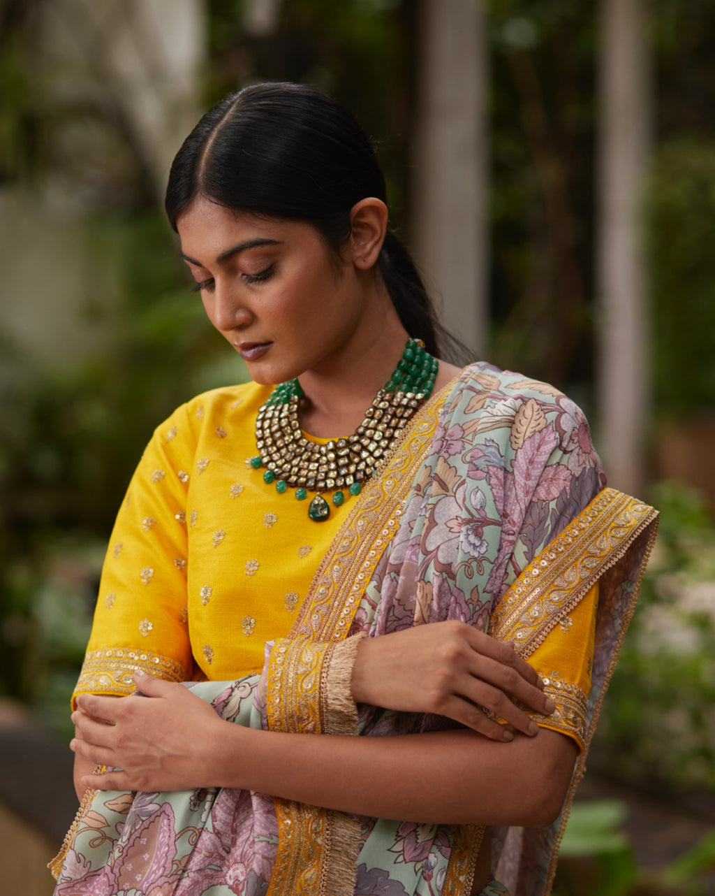 Saree Floral - MintGreen/Yellow - Mayura Kumar