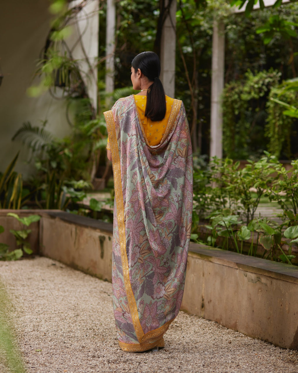 Saree Floral - MintGreen/Yellow - Mayura Kumar