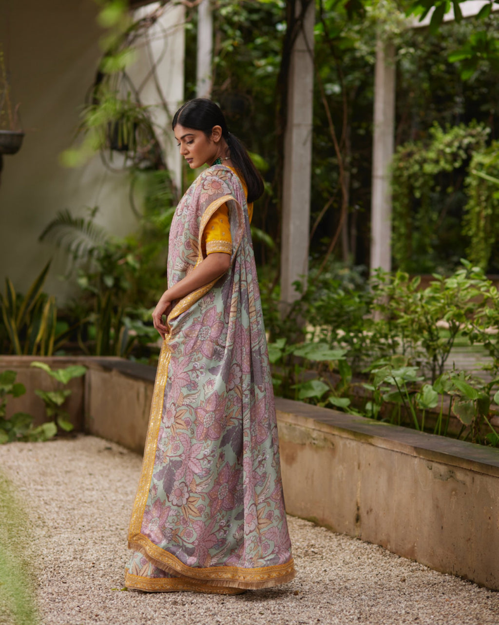 Saree Floral - MintGreen/Yellow - Mayura Kumar
