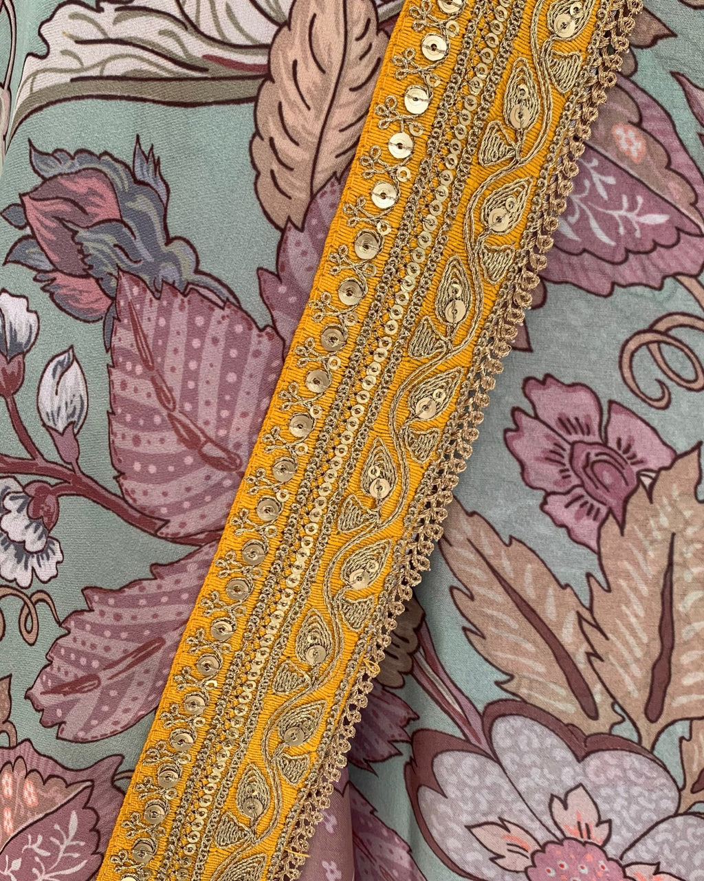 Saree Floral - MintGreen/Yellow - Mayura Kumar