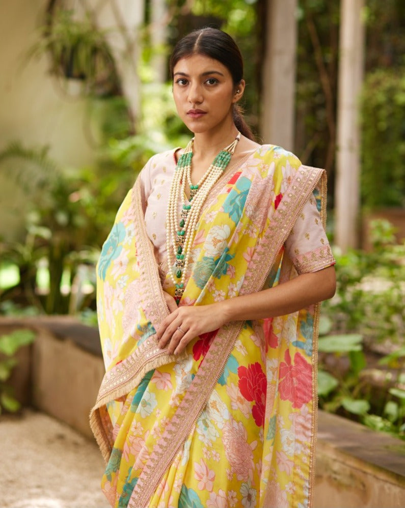 Saree Floral - Pink/Yellow - Mayura Kumar
