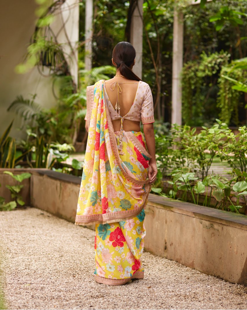 Saree Floral - Pink/Yellow - Mayura Kumar