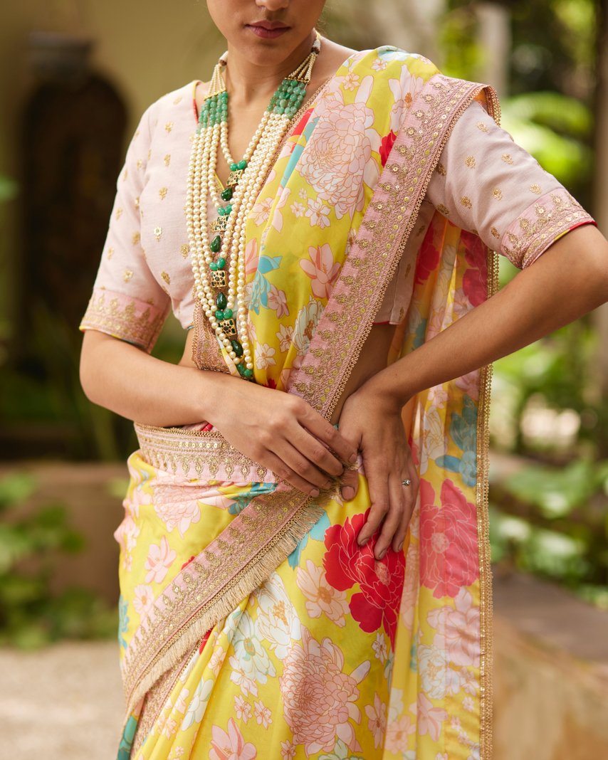 Saree Floral - Pink/Yellow - Mayura Kumar