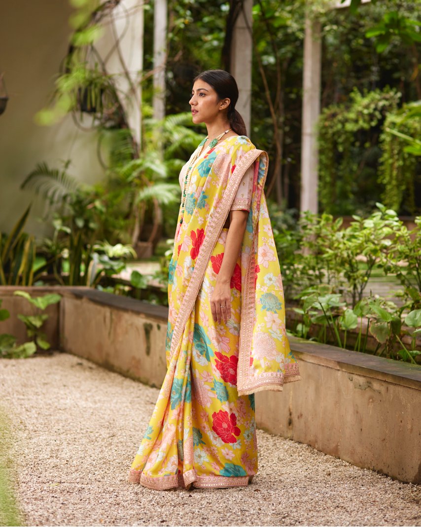 Saree Floral - Pink/Yellow - Mayura Kumar