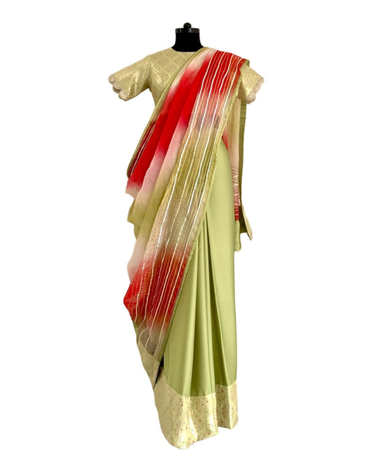 Saree Gota - Lime Green/Red - Mayura Kumar