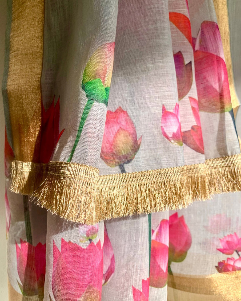 Saree Linen - Grey/Pink - Mayura Kumar